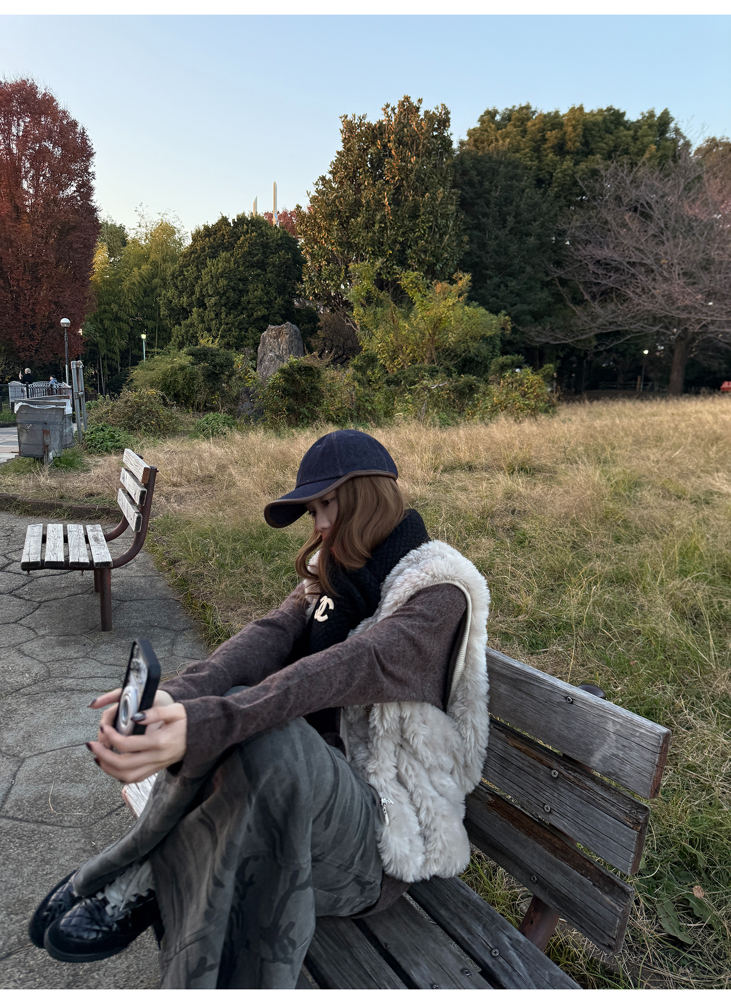 LelyMooch エコファー×ボア リバーシブルショートジレ  LEM279