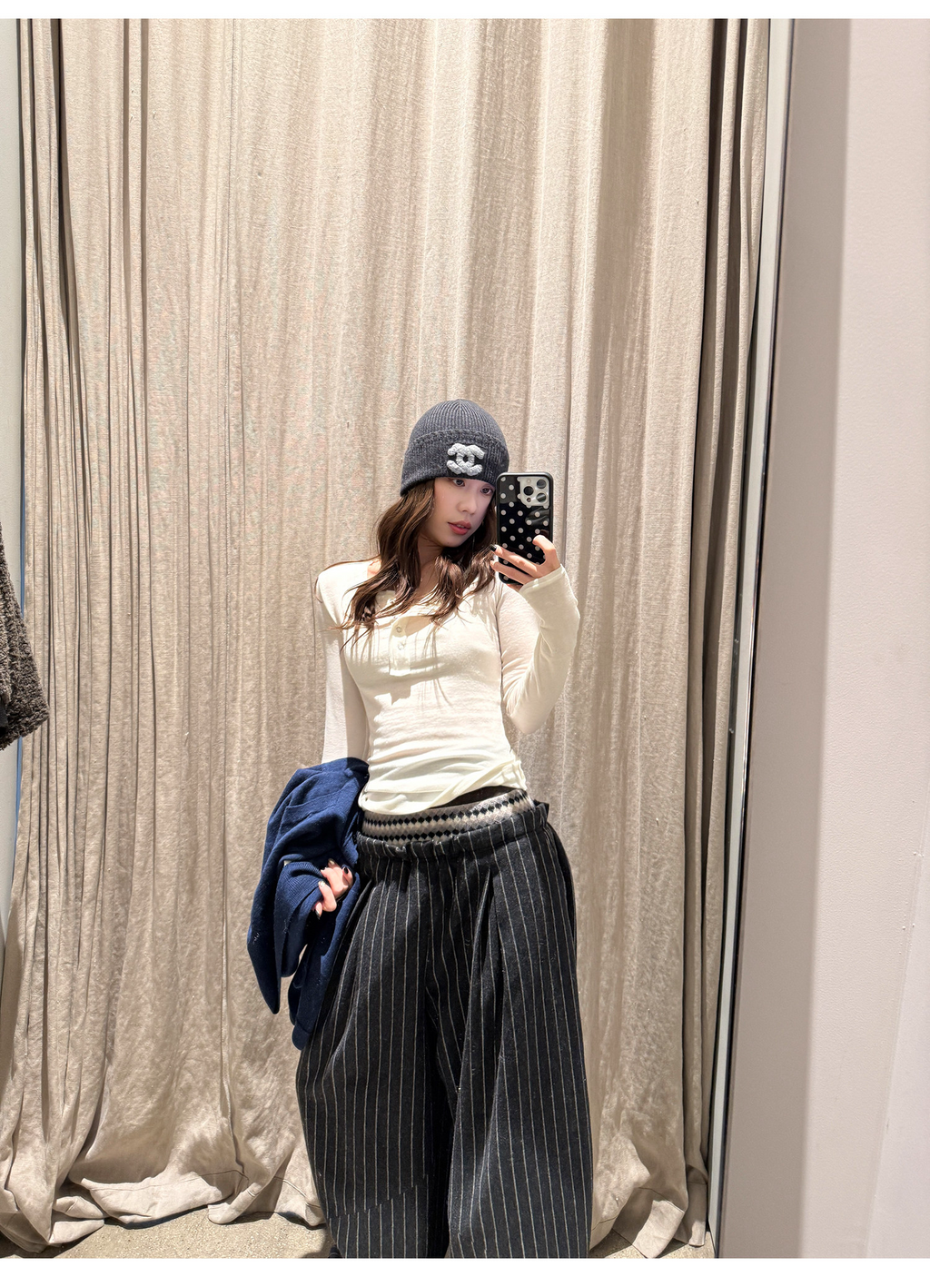 LelyMooch 3色展開 ヘンリーネック ウール混 インナートップス  LEM296