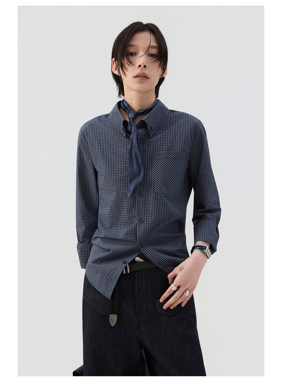 細格子 レギュラーシャツ  LOM044