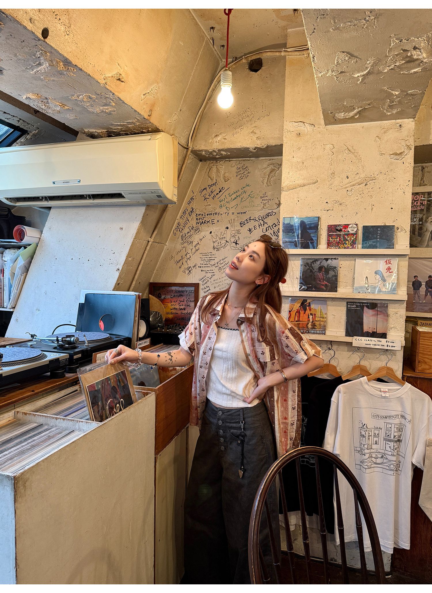 LelyMooch ハート×クローバー柄シャツ  LEM185