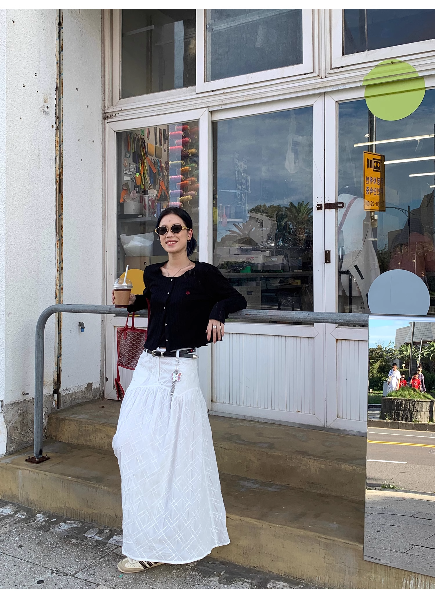 LelyMooch   立体格子柄 ホワイトスカート  LEM040