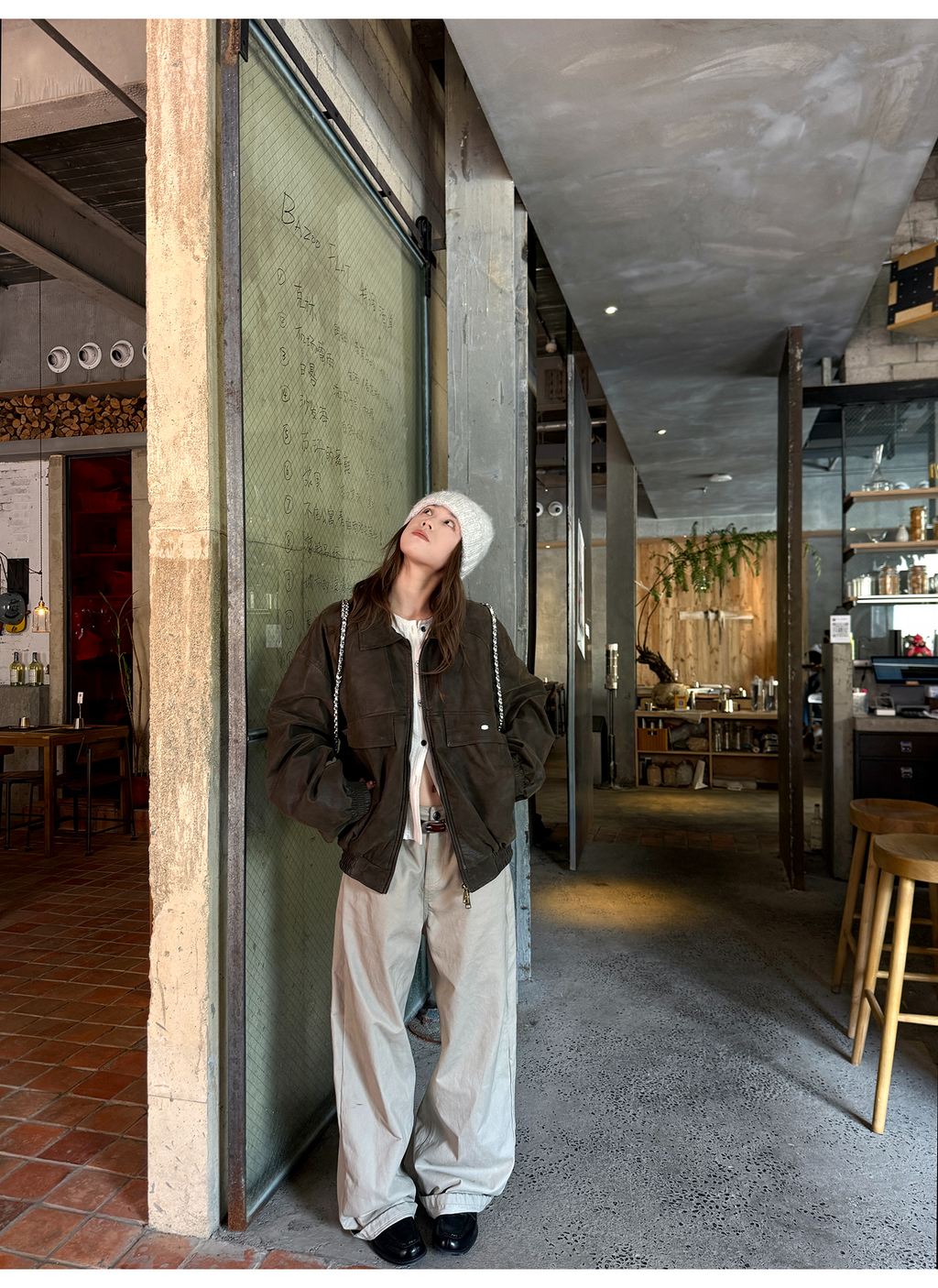 LelyMooch ウォッシュ加工×スタッズワイドパンツ　LEM243