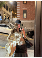 LelyMooch ドット切替 フレアスリーブニットトップス  LEM323