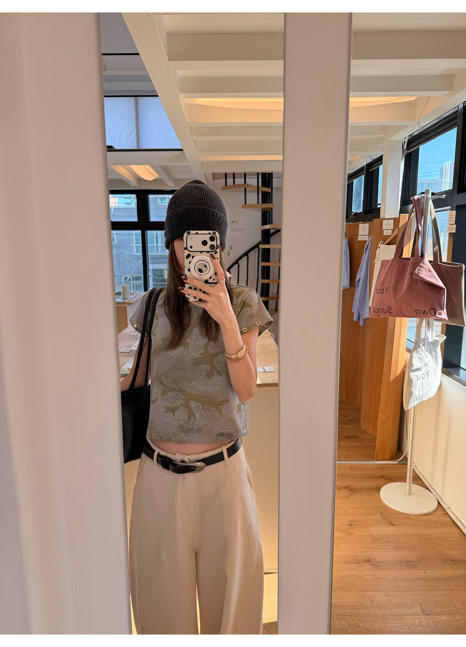 LelyMooch ウォッシュ迷彩 コンパクトTシャツ　LEM393