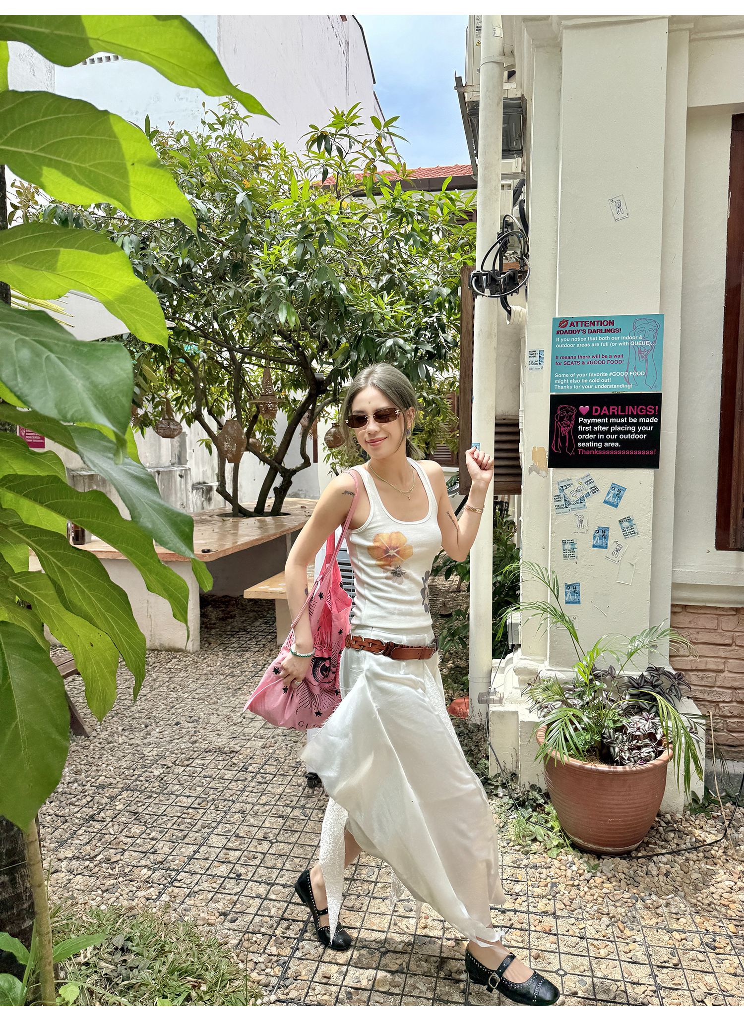 LelyMooch  水彩花柄プリントのリブベスト  LEM095