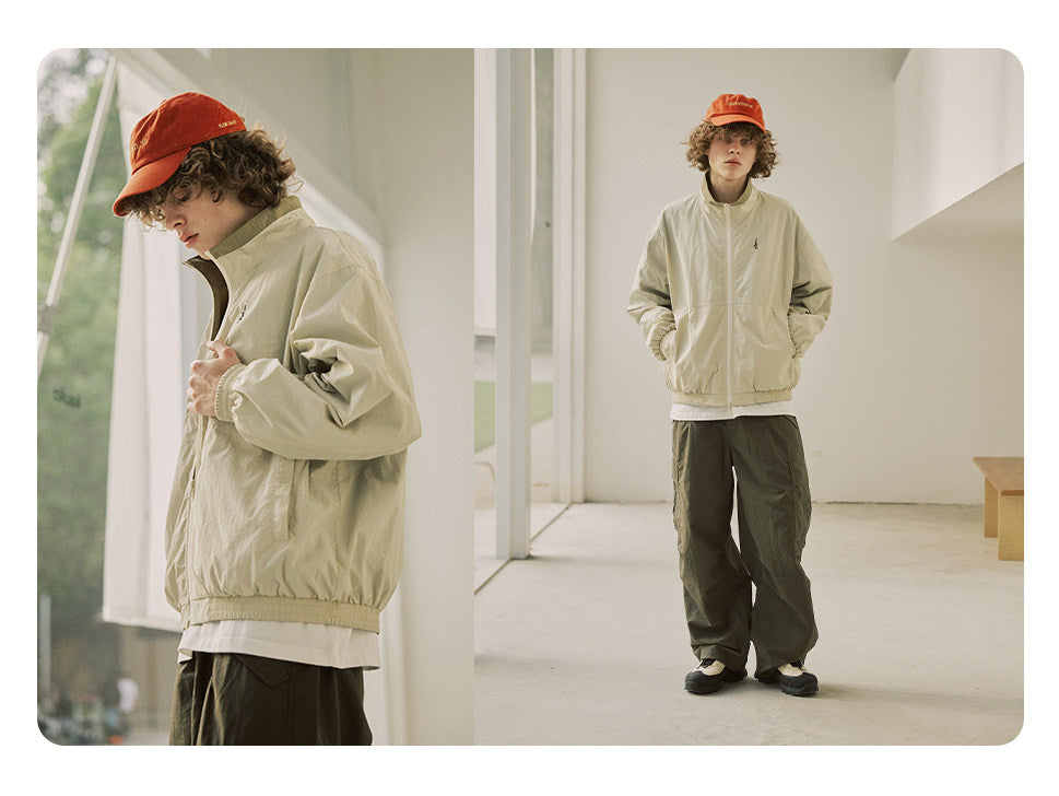 防風×配色リバーシブル仕様 立ち襟スポーツジャケット  LOM032