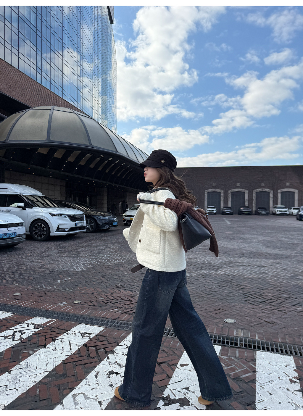 LelyMooch 色落ち加工 ストレートデニムパンツ　LEM304