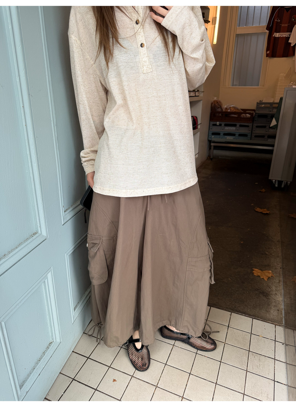 LelyMooch 抜け感ヘンリー リネン混ロンT  LEM338