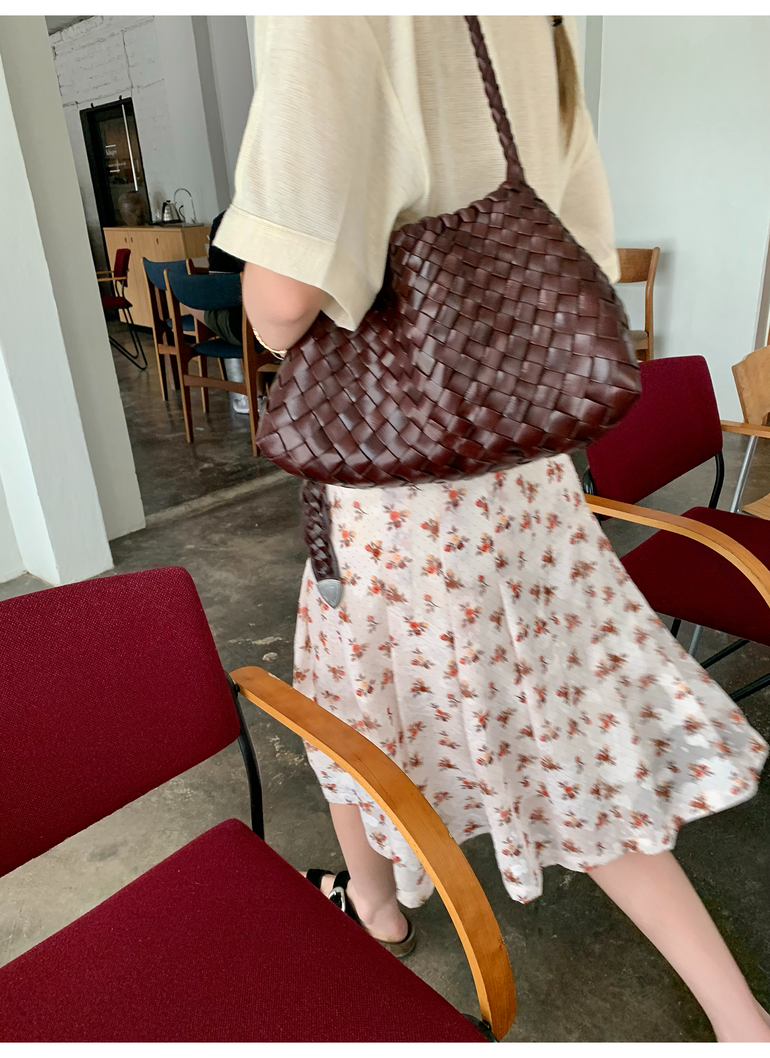 LelyMooch  レトロ小花柄プリーツシフォンスカート  LEM143