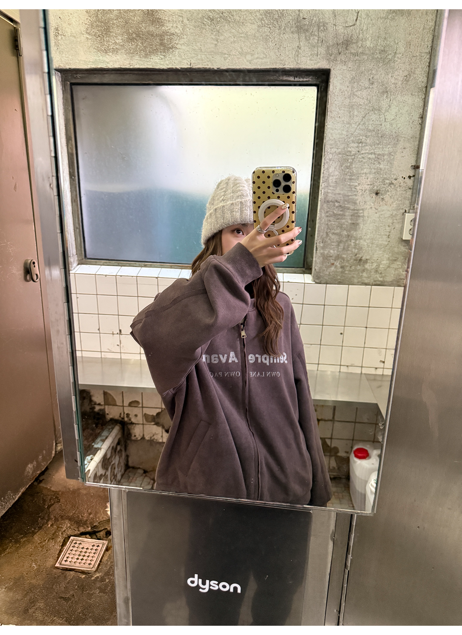 LelyMooch ジップスウェット アメリカンヴィンテージ風  LEM264