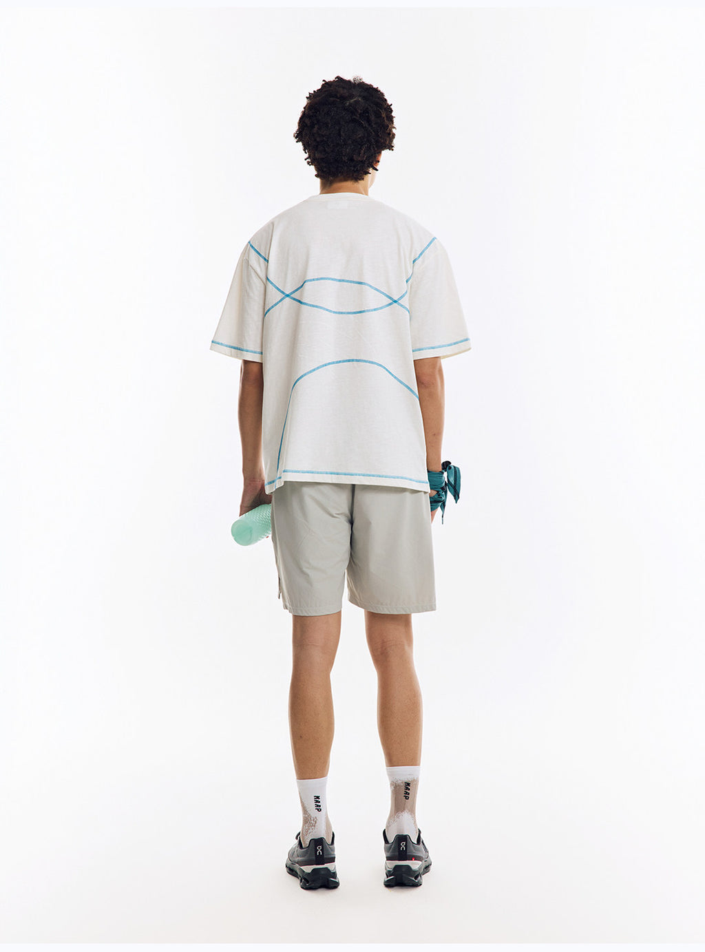 配色ライン半袖Tシャツ  LOM078