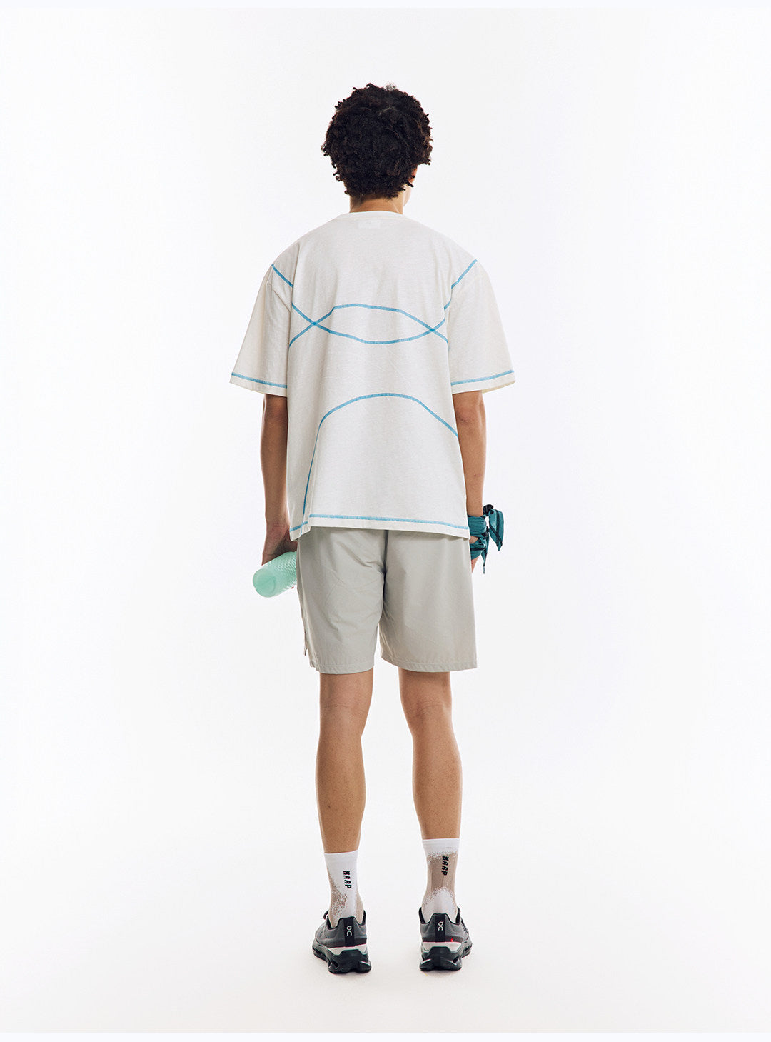 配色ライン半袖Tシャツ  LOM078
