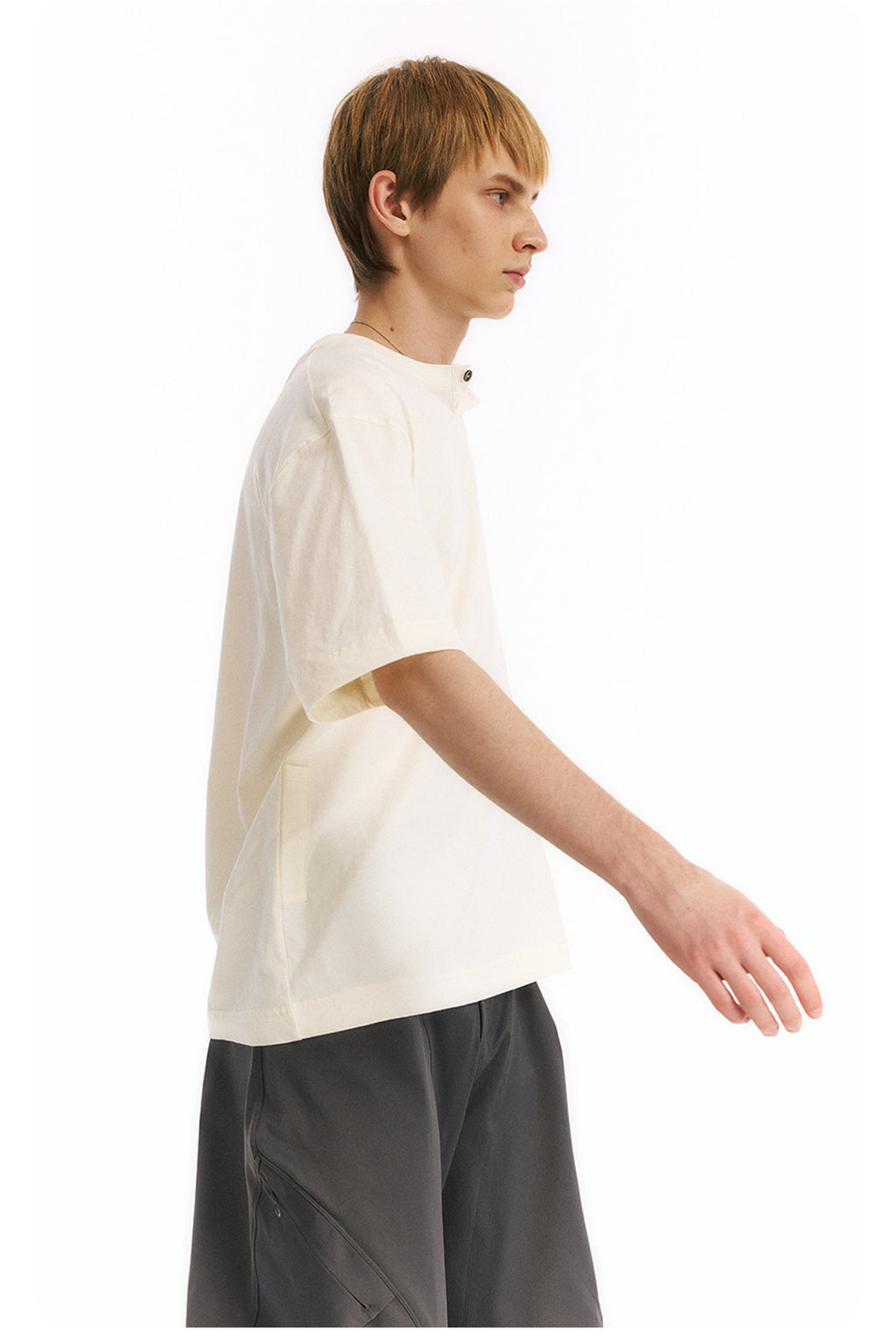 ヘンリーネック 半袖Tシャツ隠しポケット付き  LOM065