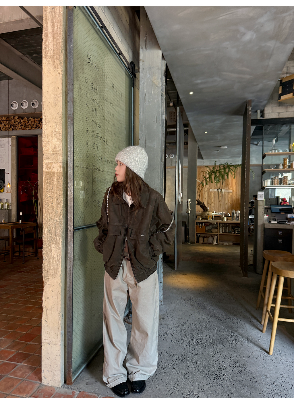 LelyMooch ウォッシュ加工×スタッズワイドパンツ　LEM243