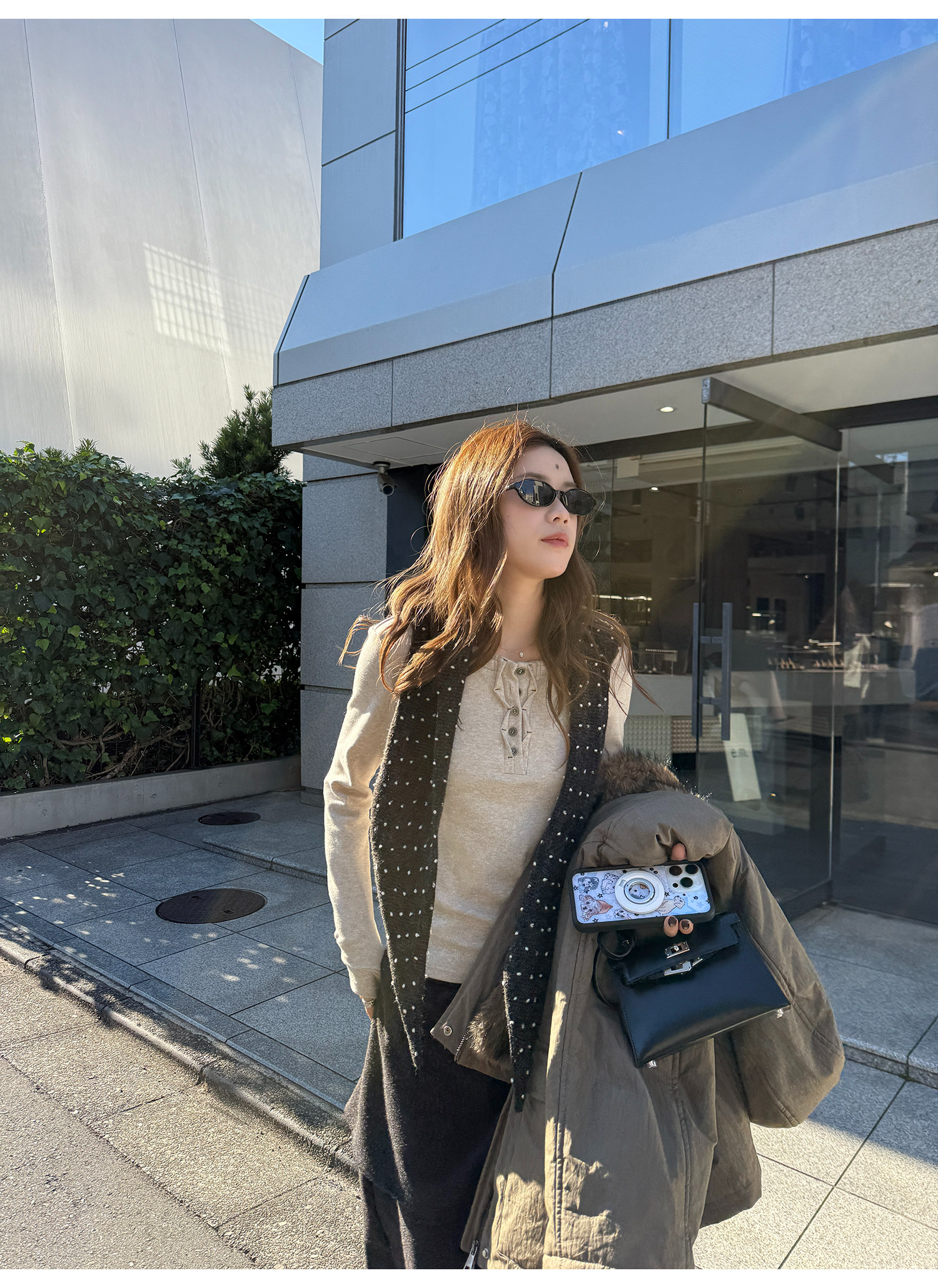 LelyMooch リブ調 ウール風 ヘンリーネックトップス  LEM290