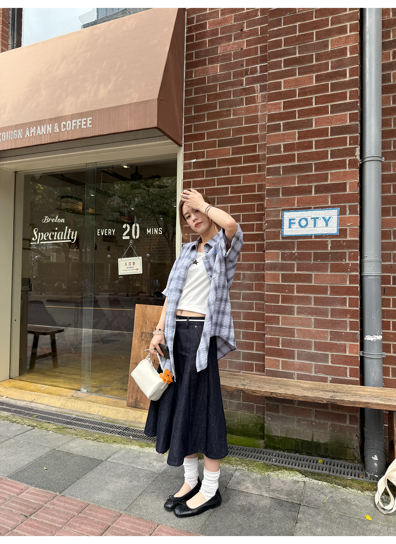 LelyMooch 通年使えるAラインデニムスカート   LEM202