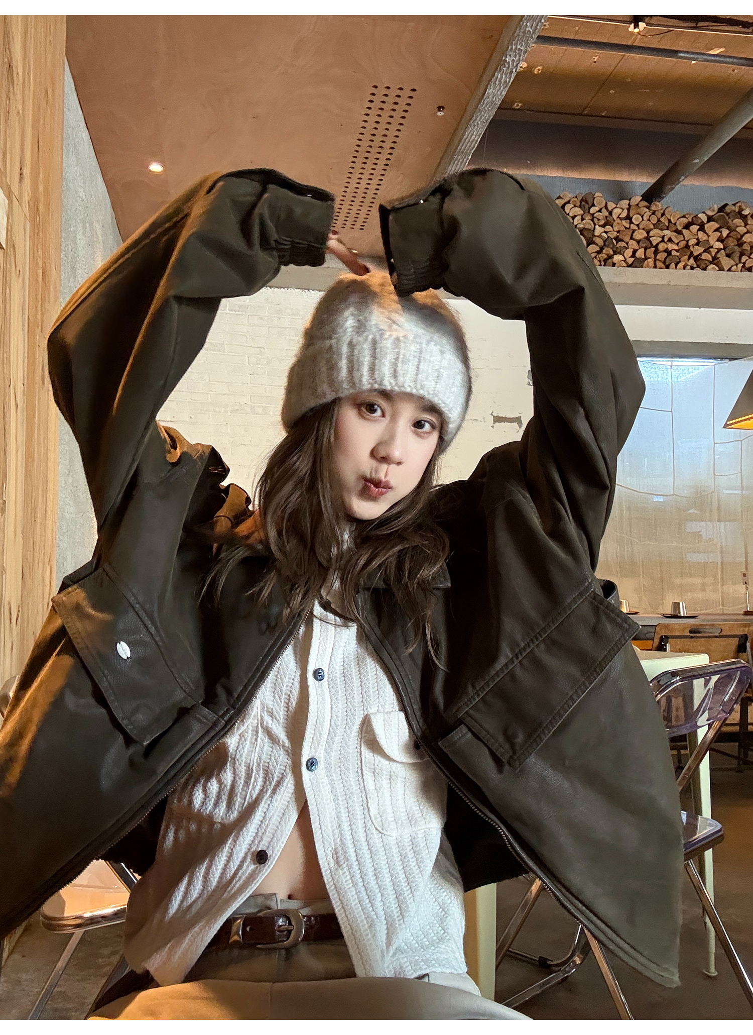 LelyMooch フラップポケットリブニット  LEM237