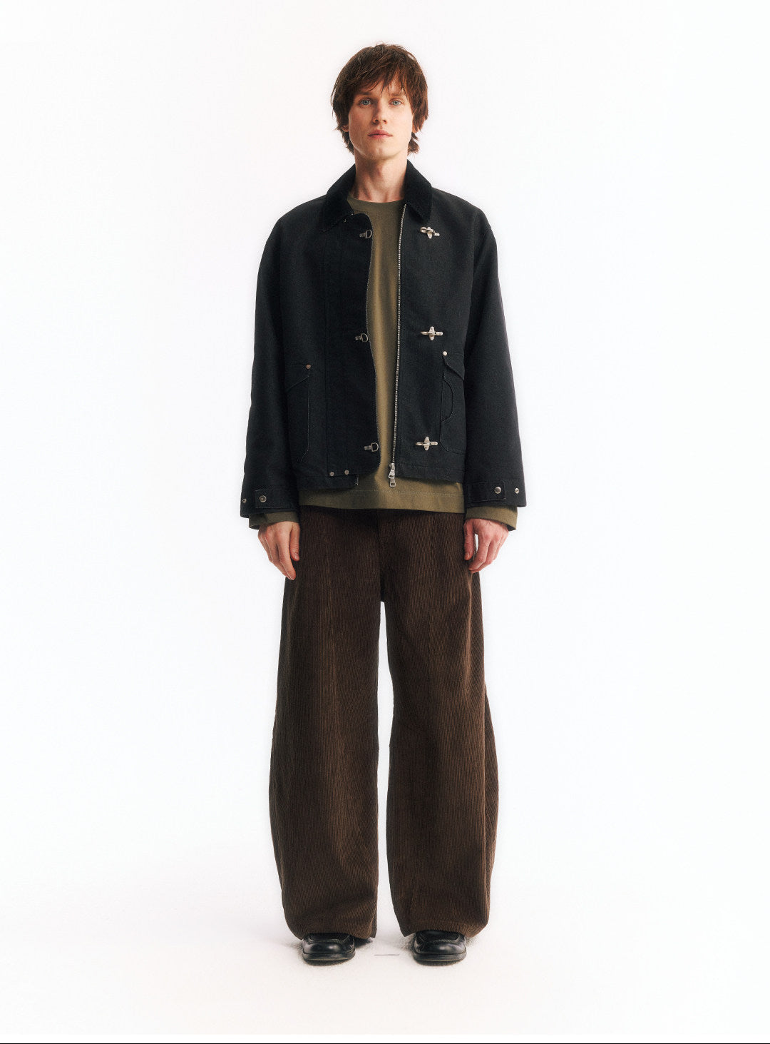 2WAYカラー フライトバックルコーデュロイショートジャケット  LOM045