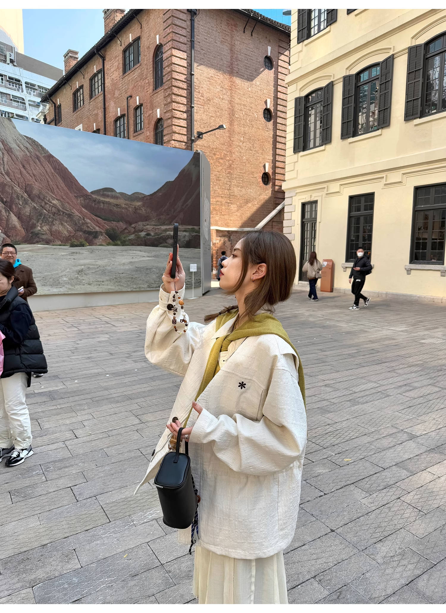 LelyMooch Checkered Trench Coat Midi Length LEM077