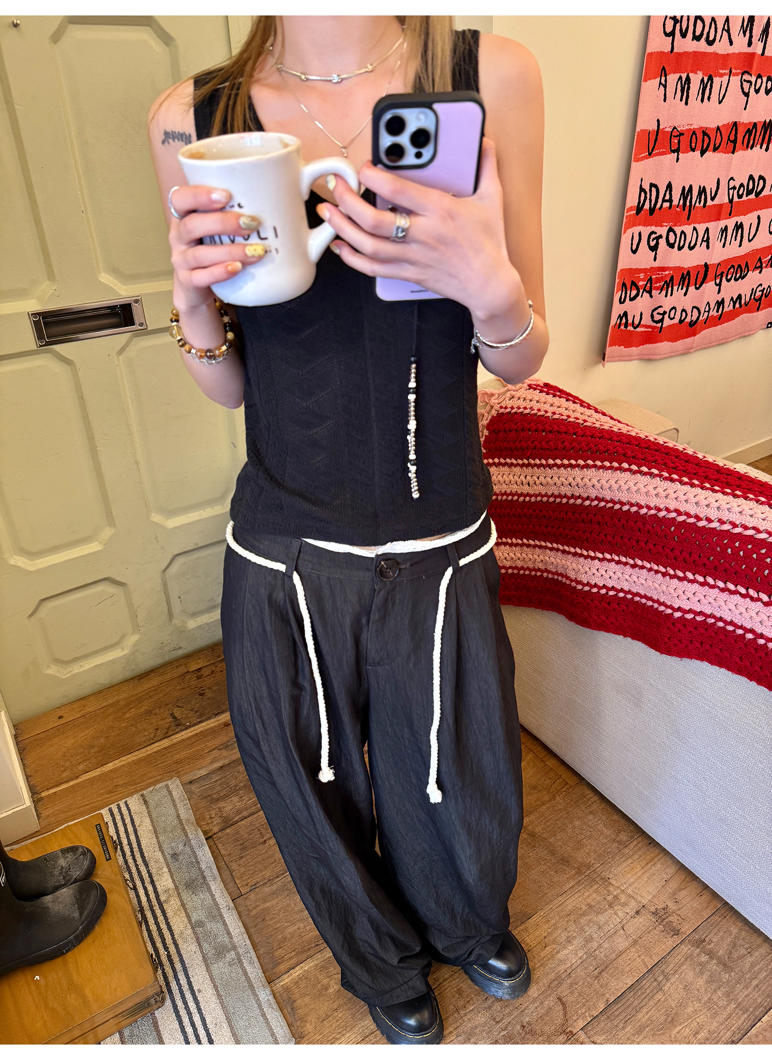 LelyMooch リボン付とろみパンツ　LEM167