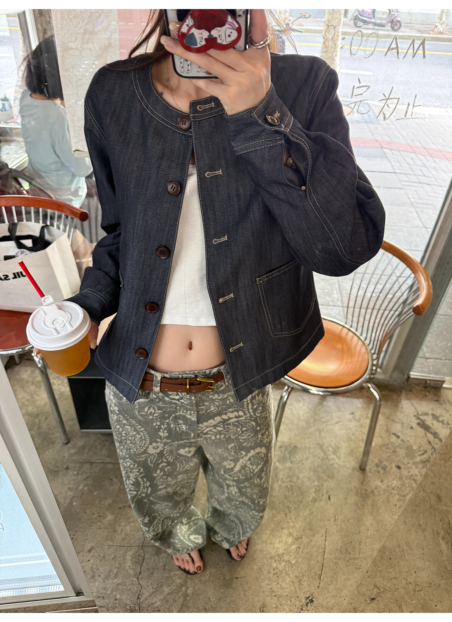 LelyMooch ショート丈 デニム風 ジャケット  LEM222