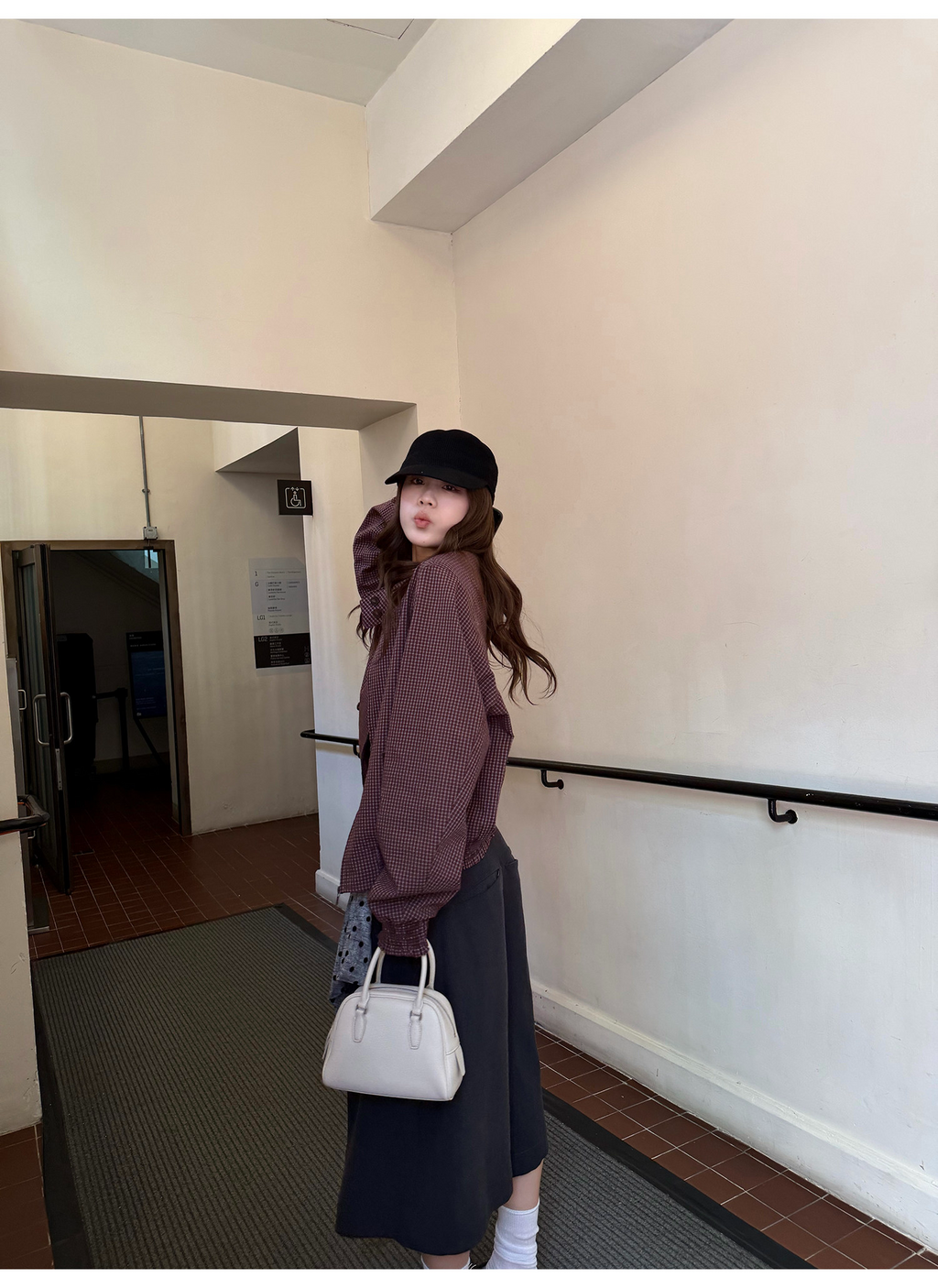 LelyMooch チェック柄スタンドカラーダブルジップブルゾン  LEM318