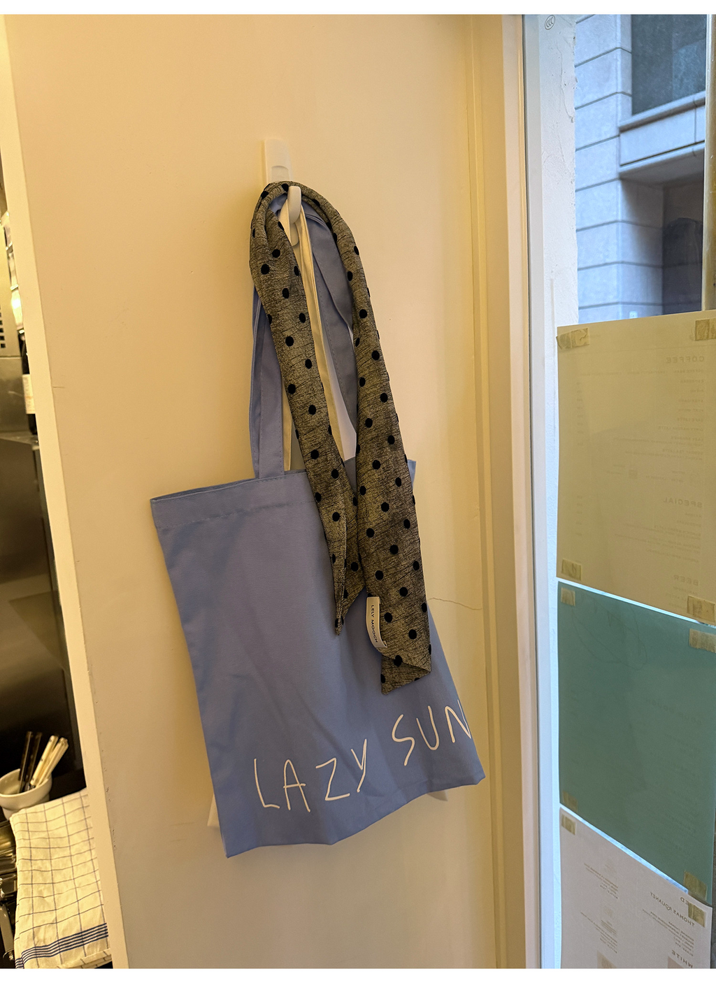 LelyMooch ドット柄シアースカーフ グレーグラデーション  レトロアクセント  LEM327