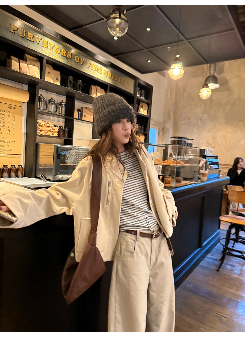 LelyMooch ふんわりグレーボーダーニット  LEM240