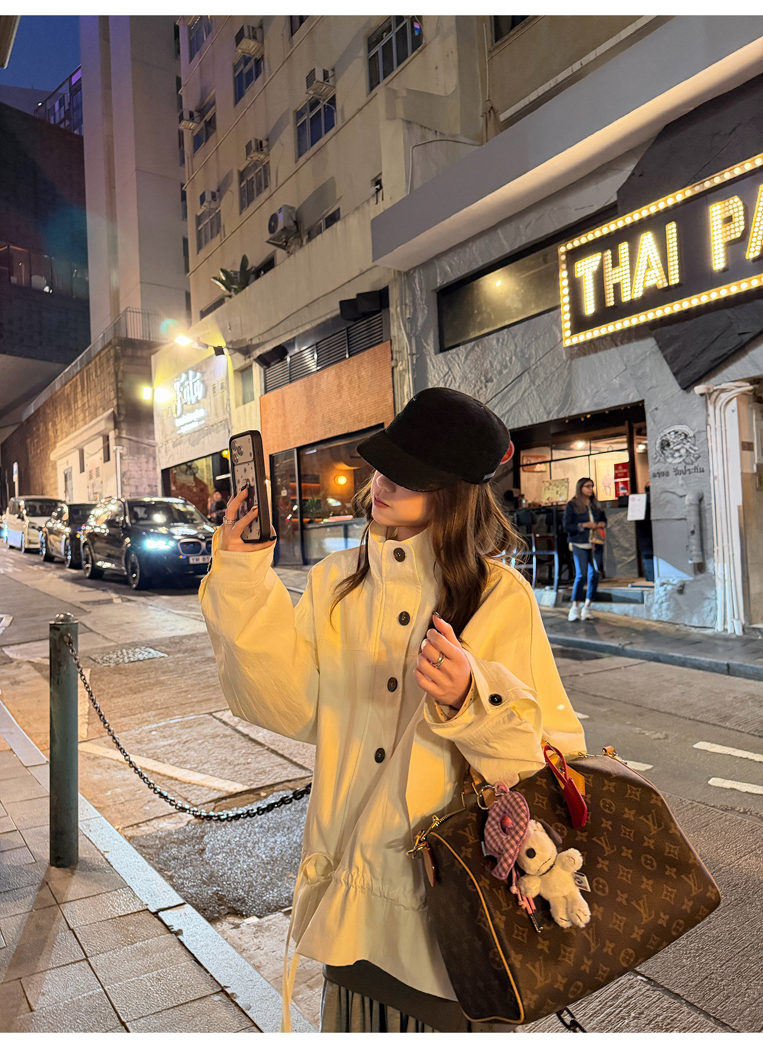 LelyMooch 立ち襟 ドロスト ミドル丈コート  LEM317