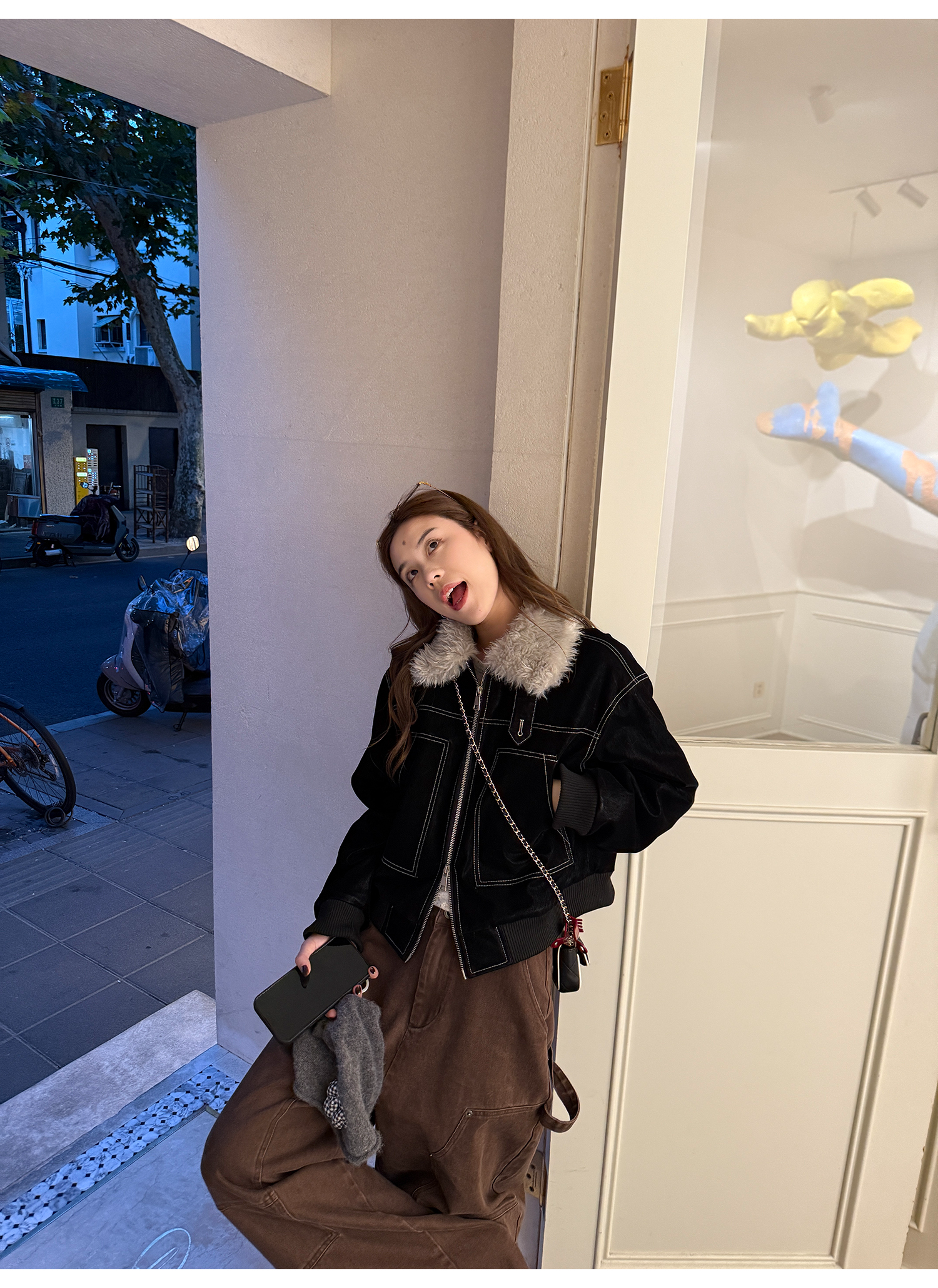 LelyMooch ステッチライン ファージャケット  LEM274