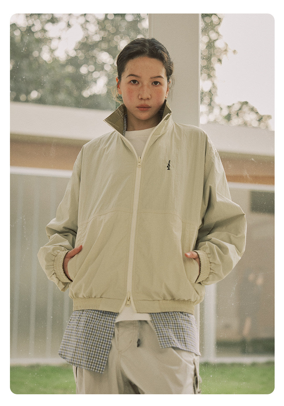 防風×配色リバーシブル仕様 立ち襟スポーツジャケット  LOM032