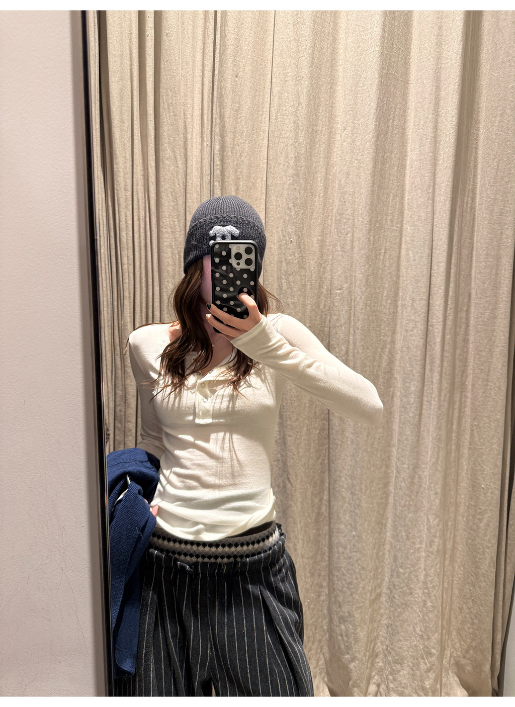 LelyMooch 3色展開 ヘンリーネック ウール混 インナートップス  LEM296