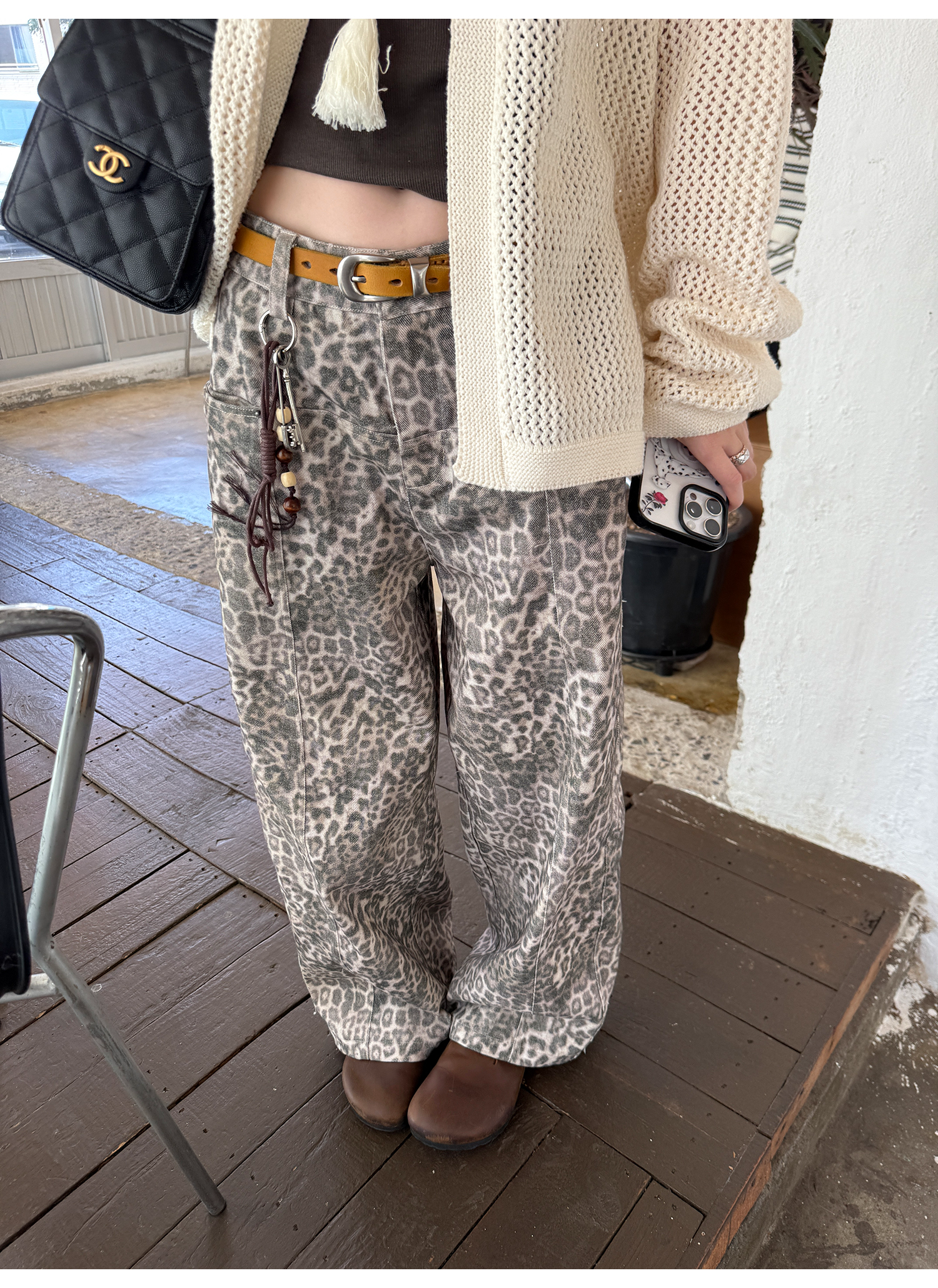 LelyMooch レオパード柄 ストレートワイドパンツ  LEM226