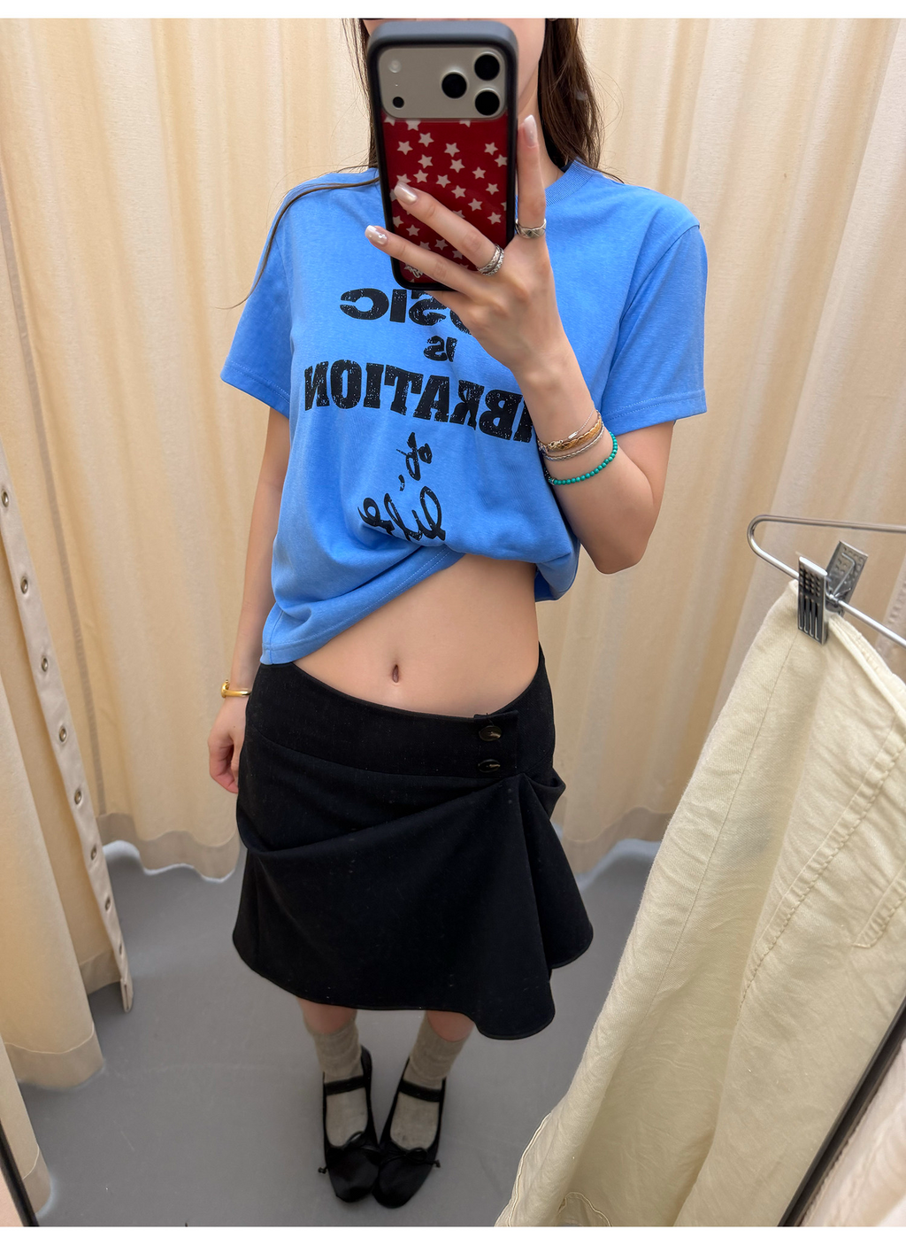 LelyMooch 配色ロゴプリント×ヴィンテージ風  スラブ綿麻 半袖Tシャツ  LEM331