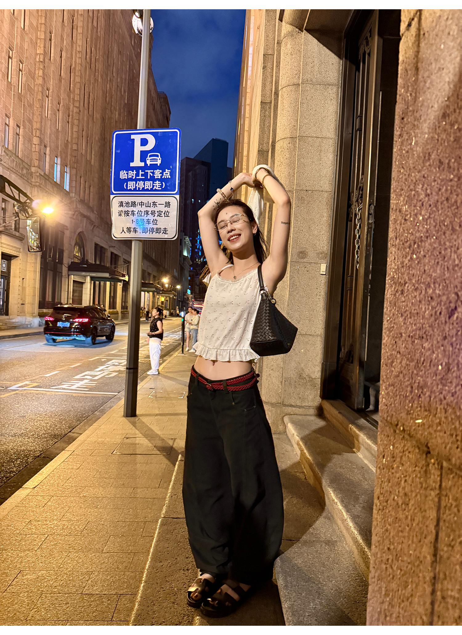 LelyMooch 古着風ブラックスタッズワイドパンツ  LEM215