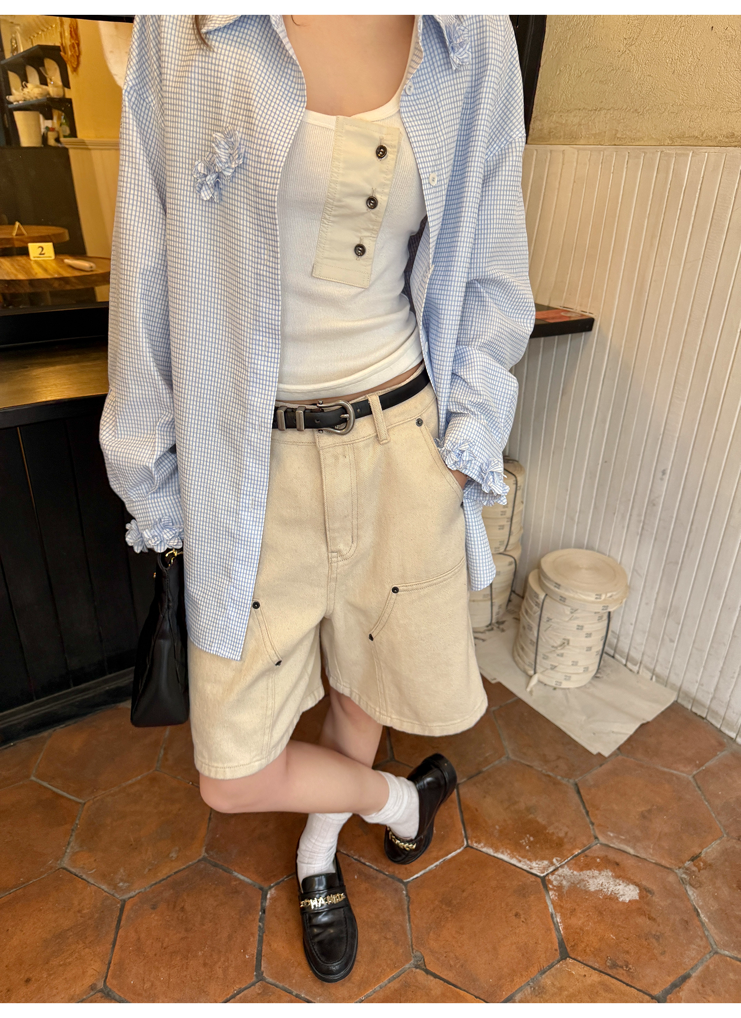 LelyMooch  夏万能デニム ハーフパンツ　マルチポケット  LEM118