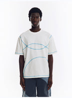 配色ライン半袖Tシャツ  LOM078