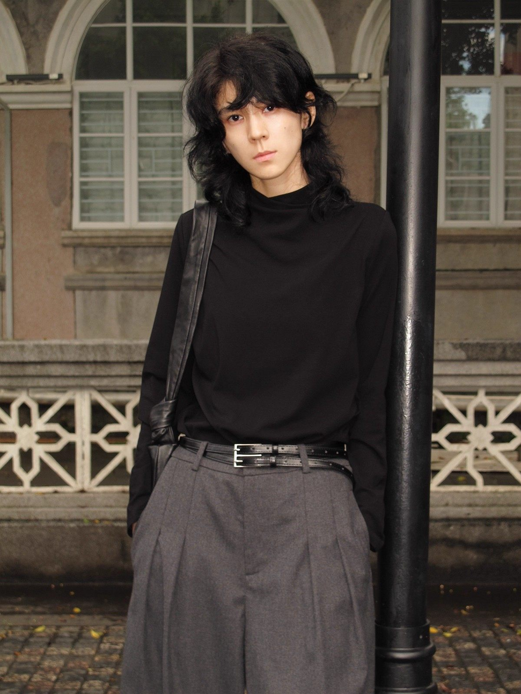 クロスモックネック ジャストショルダー 長袖カットソー  LOM038