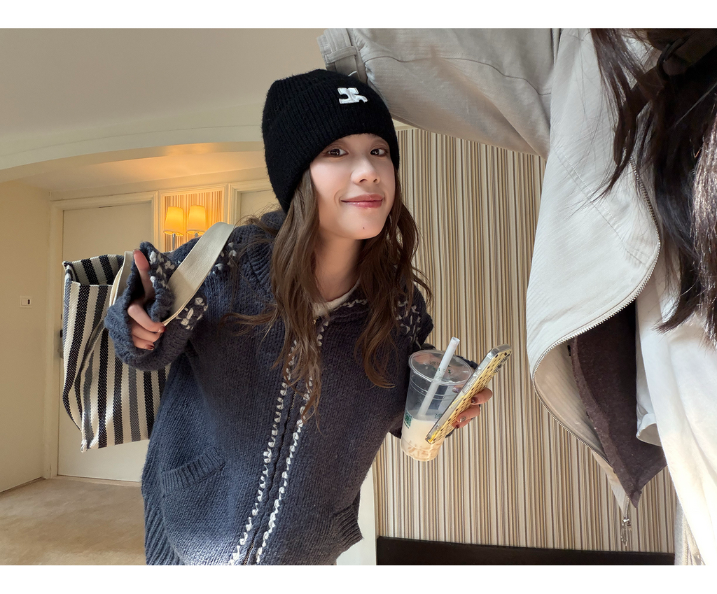 LelyMooch ケーブル編み×バイカラーフーディ  LEM246