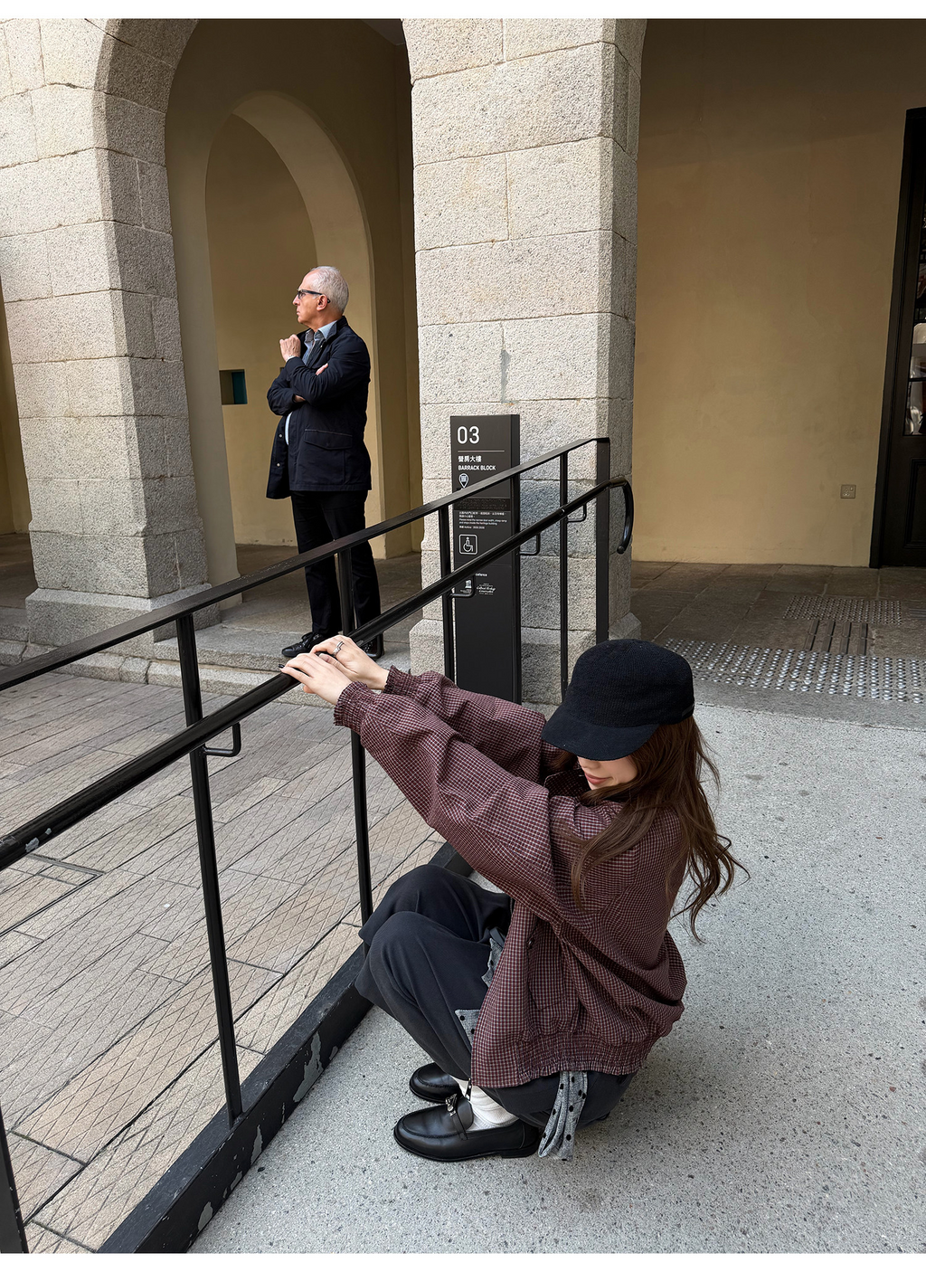 LelyMooch チェック柄スタンドカラーダブルジップブルゾン  LEM318