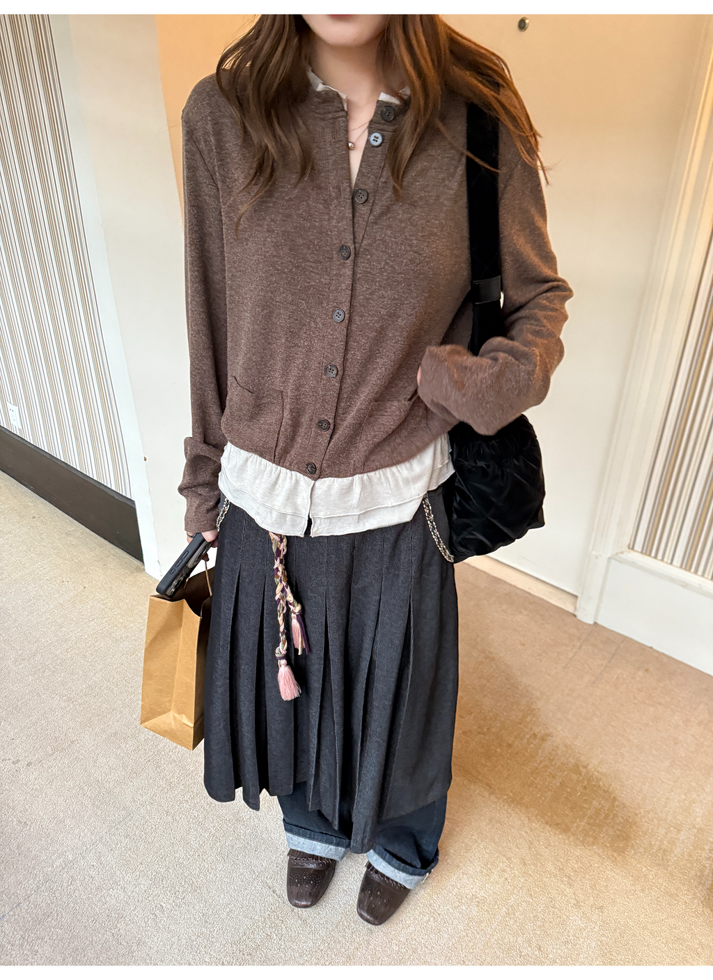 LelyMooch 黒プリーツスカート・ゴムウエスト  LEM277