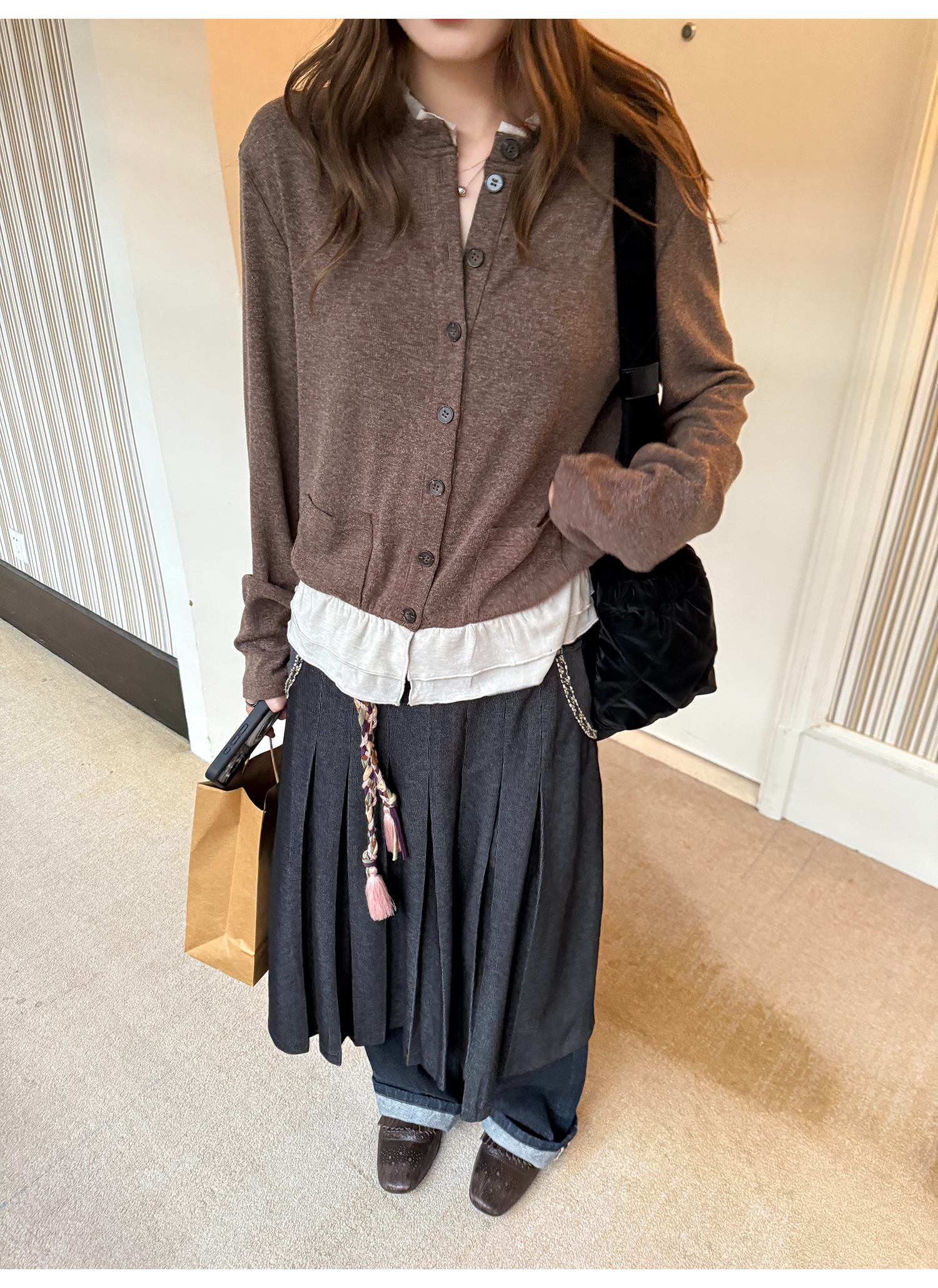 LelyMooch 黒プリーツスカート・ゴムウエスト  LEM277