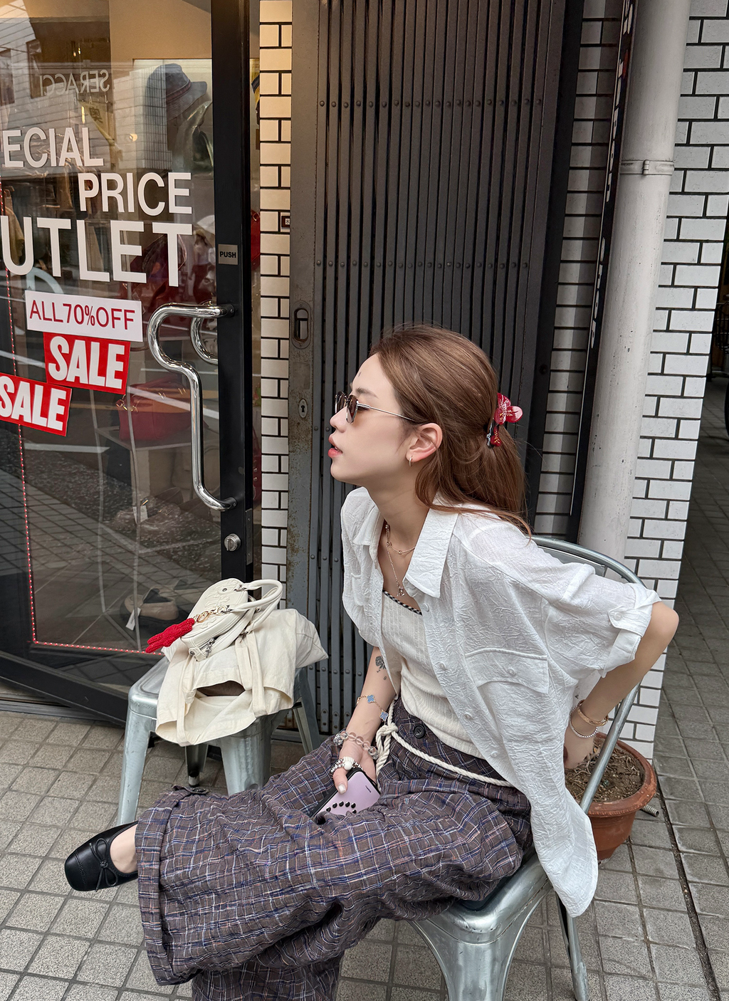LelyMooch 1年中使える！ヴィンテージ風ワイドパンツ  LEM186