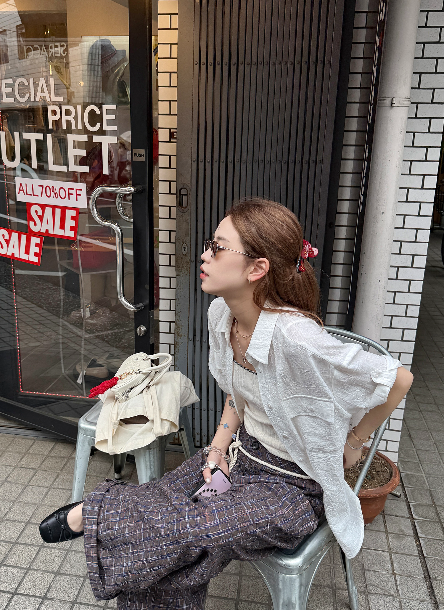 LelyMooch 1年中使える！ヴィンテージ風ワイドパンツ  LEM186