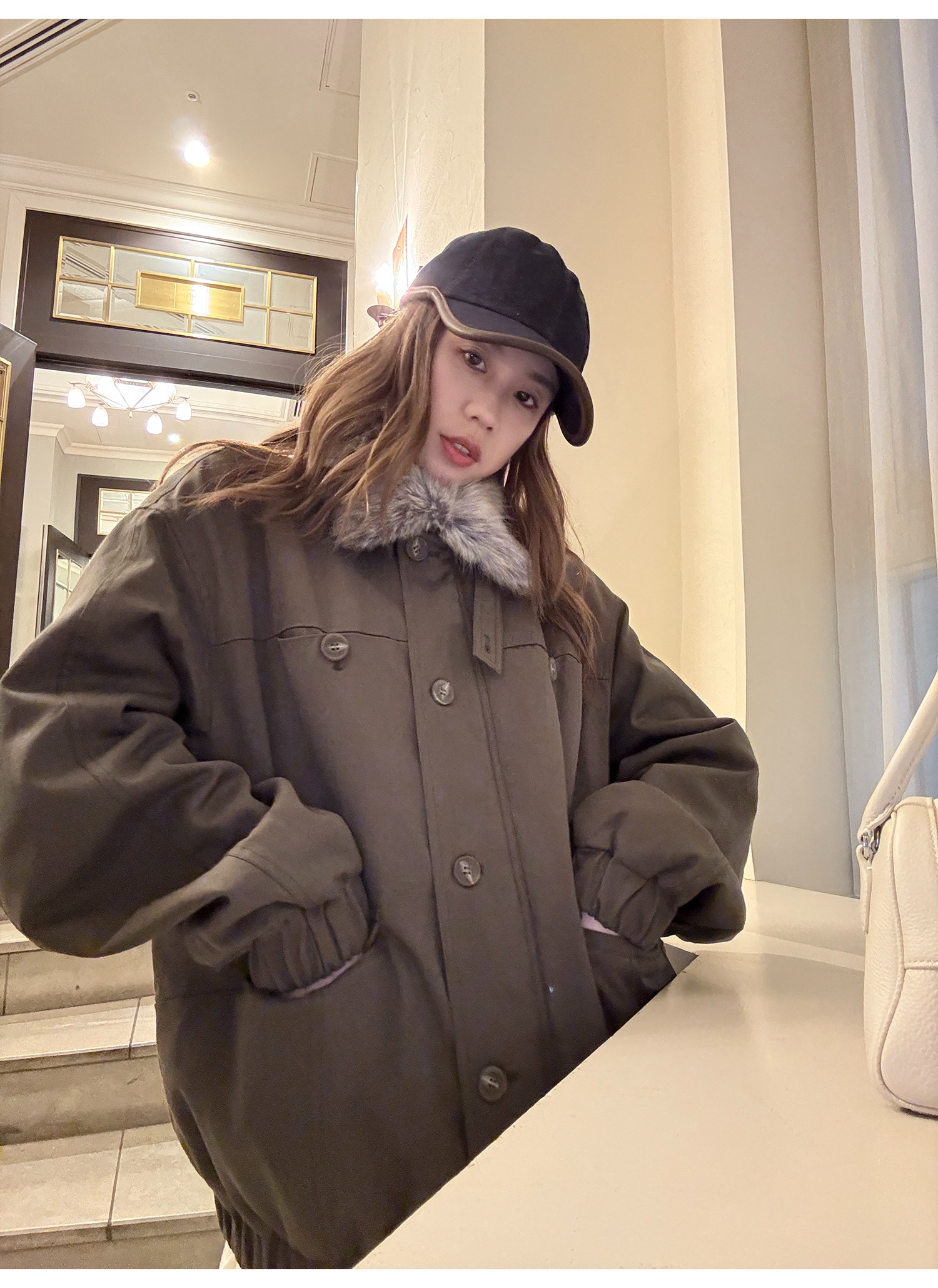 LelyMooch 2種類の襟を自由に切り替え・中綿ジャケット  LEM282