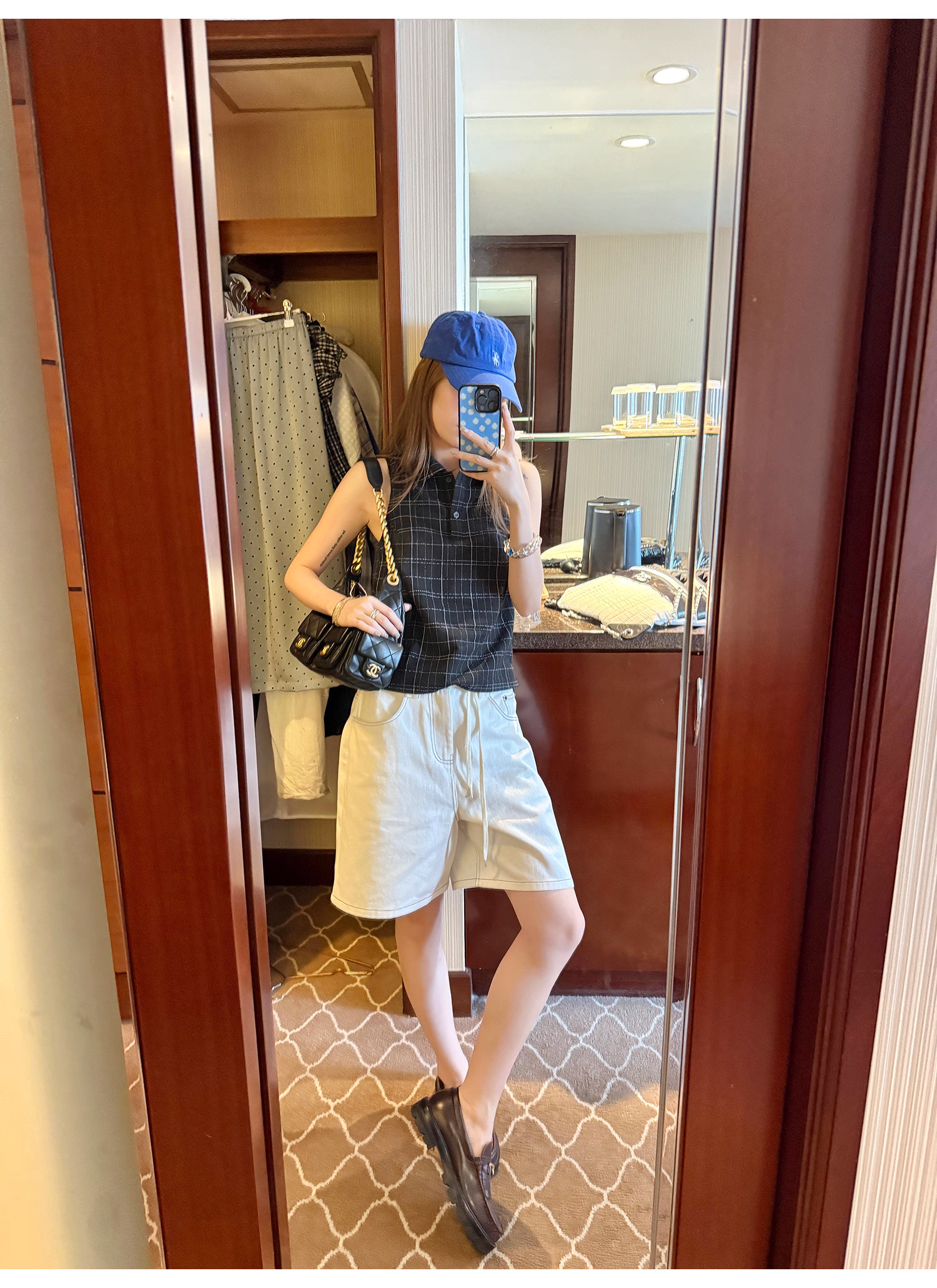 LelyMooch ノースリーブチェック柄ポロシャツ　LEM188