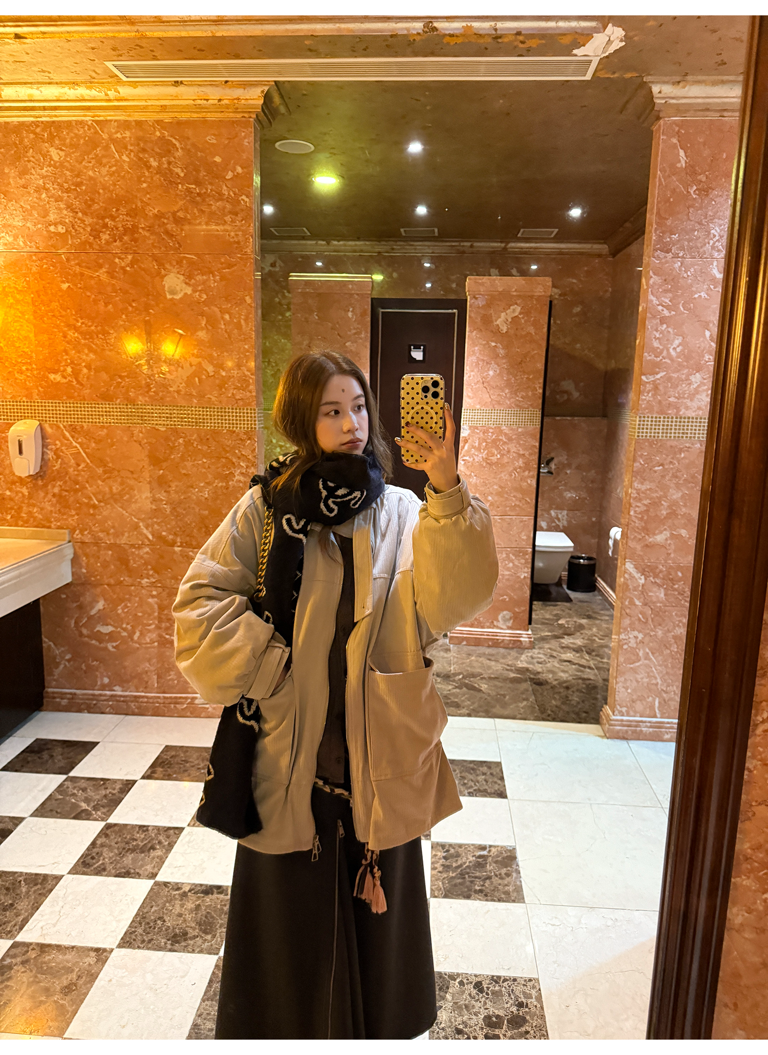 LelyMooch ペイズリー柄 キルティング立ち襟コート   LEM233