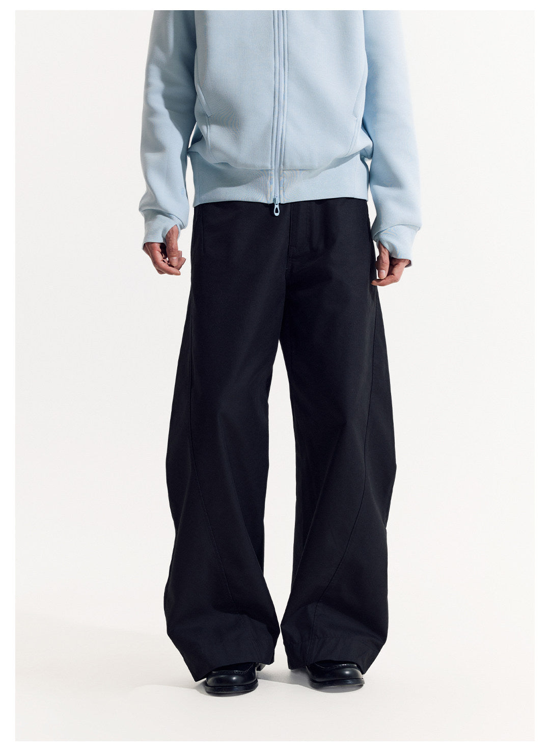 LOM030同型 軽やかな春夏素材 立体カーブワイドパンツ  LOM051