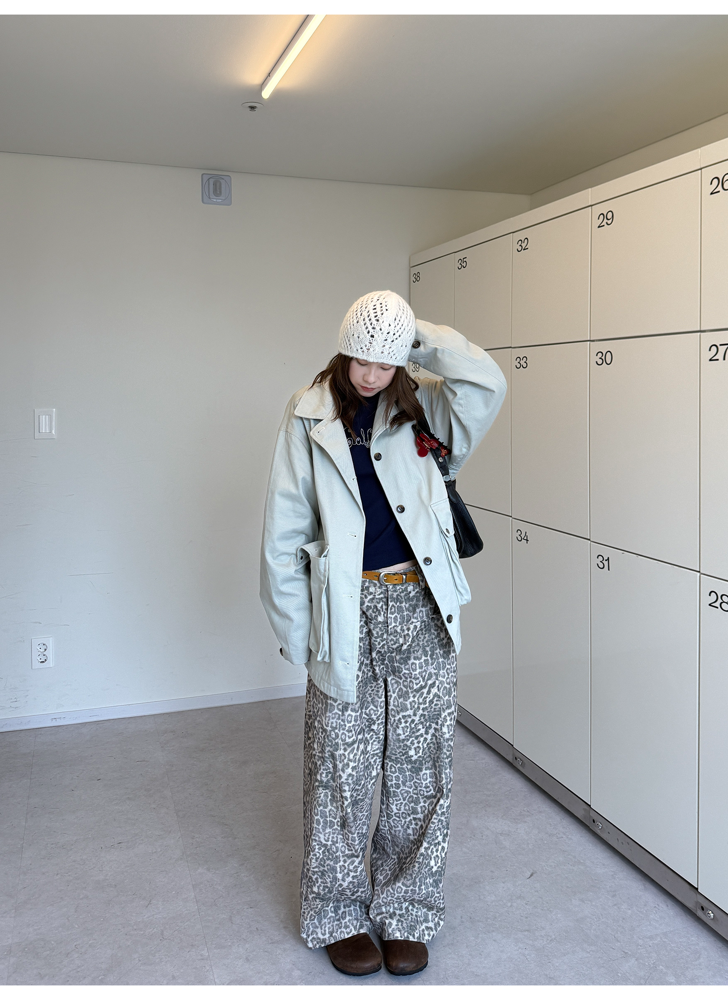 LelyMooch レオパード柄 ストレートワイドパンツ  LEM226