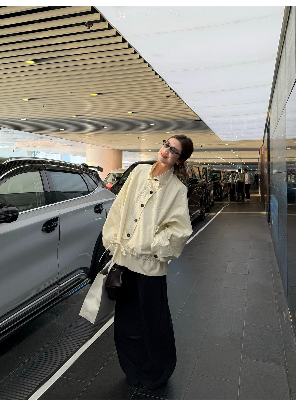 LelyMooch 立ち襟 ドロスト ミドル丈コート  LEM317